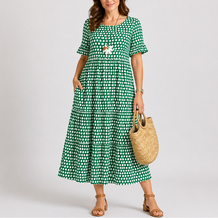 Women’s Casual Polka Dot Midi Dress Lightweight Summer Style 3