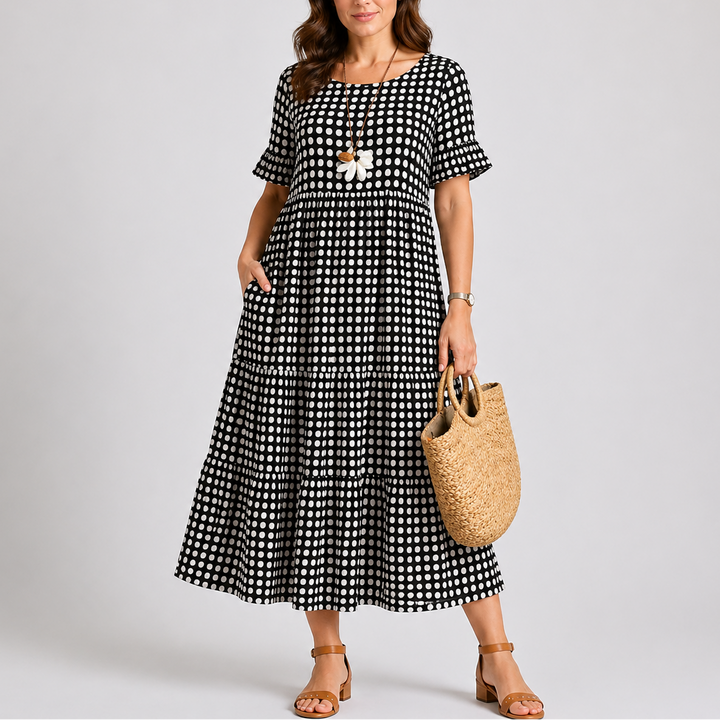 Women’s Casual Polka Dot Midi Dress Lightweight Summer Style 4