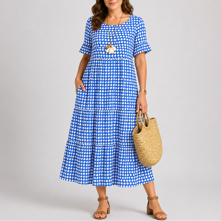 Women’s Casual Polka Dot Midi Dress Lightweight Summer Style 5