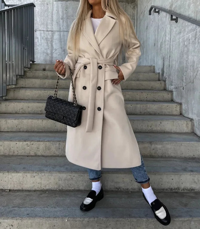 Women’s Classic Long Sleeve Trench Coat Elegant Winter Style 1