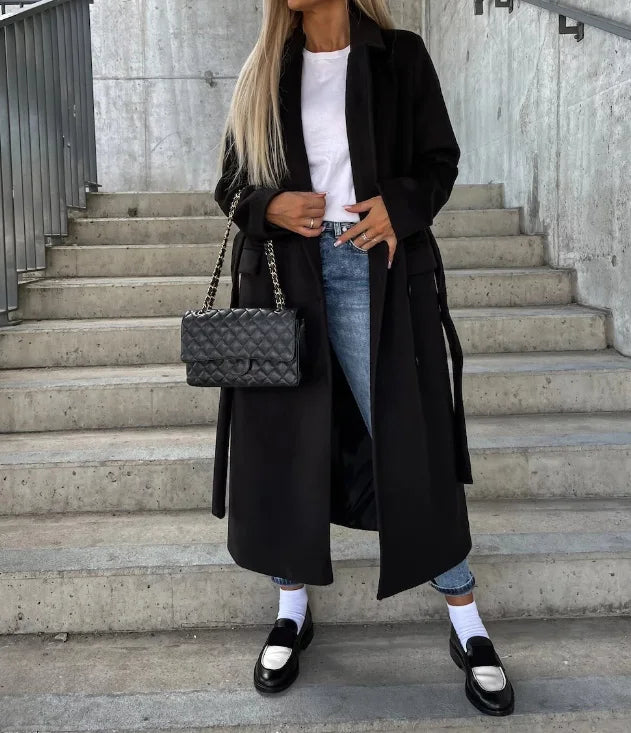 Women’s Classic Long Sleeve Trench Coat Elegant Winter Style 3