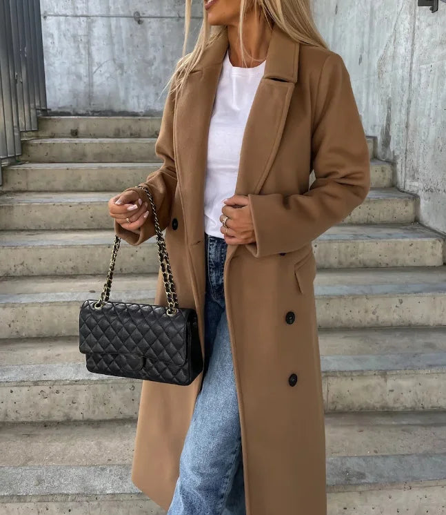 Women’s Classic Long Sleeve Trench Coat Elegant Winter Style 4