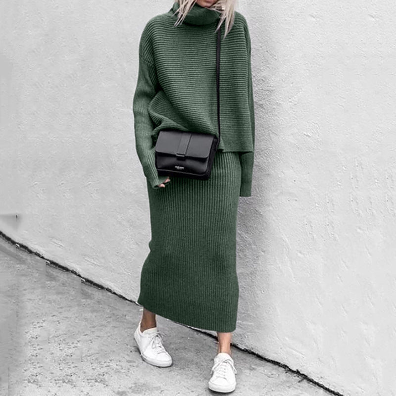 Women’s Cozy Pullover and Ribbed Skirt Set Stylish Comfort 3