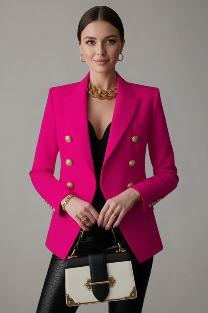 Women’s Double-Breasted Blazer Elegant Gold-Tone Button Detail 9