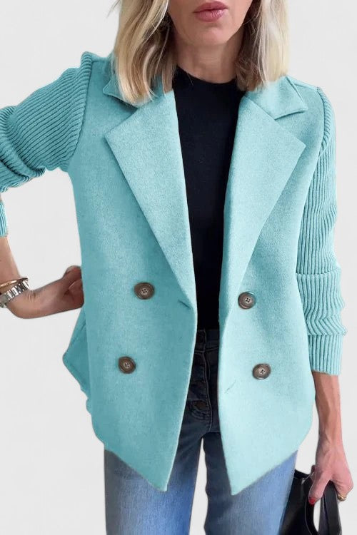 Women’s Elegant Blazer Chic Contrast Sleeves Tailored Style 3