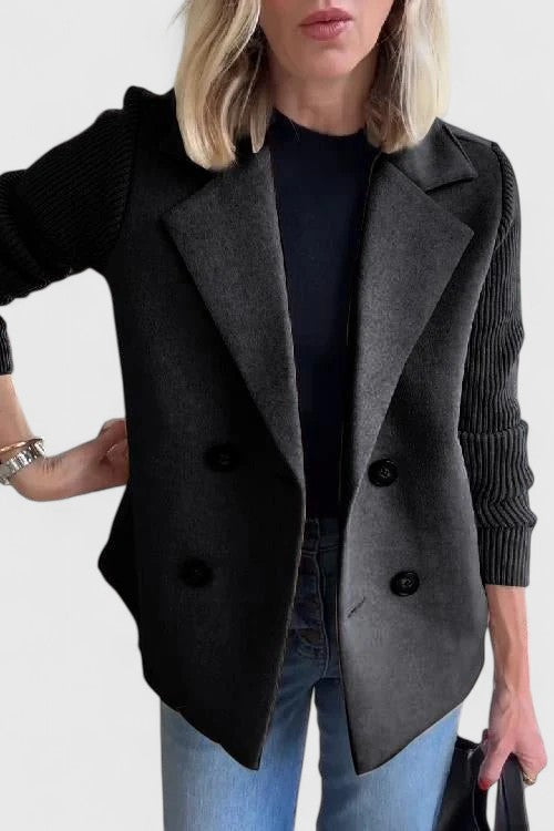 Women’s Elegant Blazer Chic Contrast Sleeves Tailored Style 5