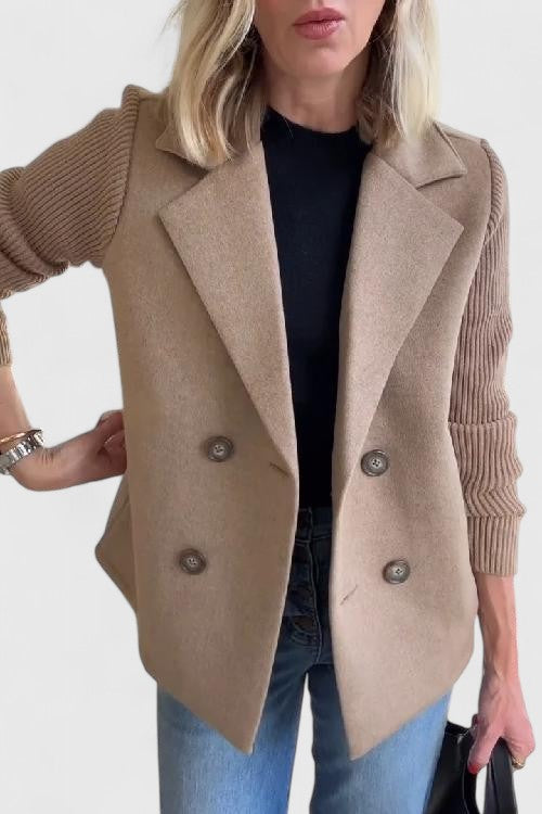 Women’s Elegant Blazer Chic Contrast Sleeves Tailored Style 8