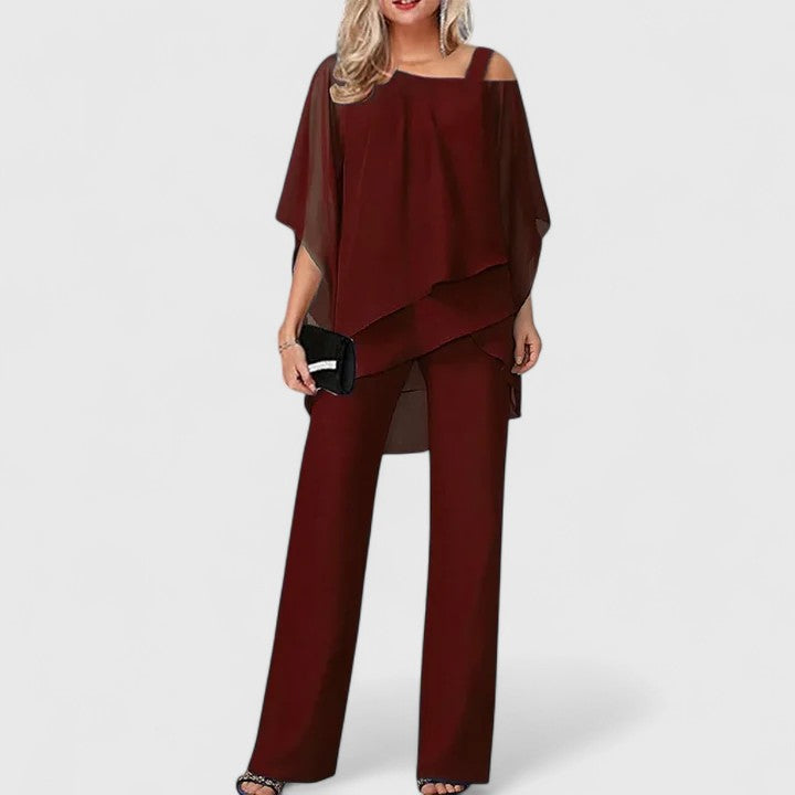 Women’s Elegant Matching Top and Pants Set Versatile Style 1