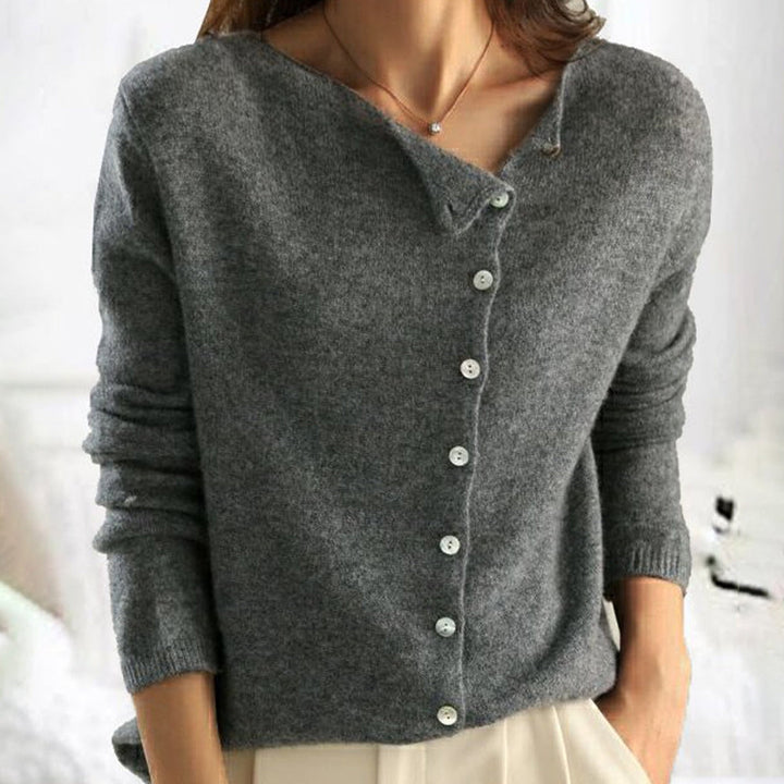 Women’s Elegant V-neck Button Sweater Timeless Style and Comfort 0