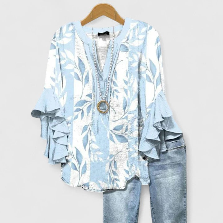 Women’s Floral Blouse Lightweight Summer Style with Ruffled Sleeves 6