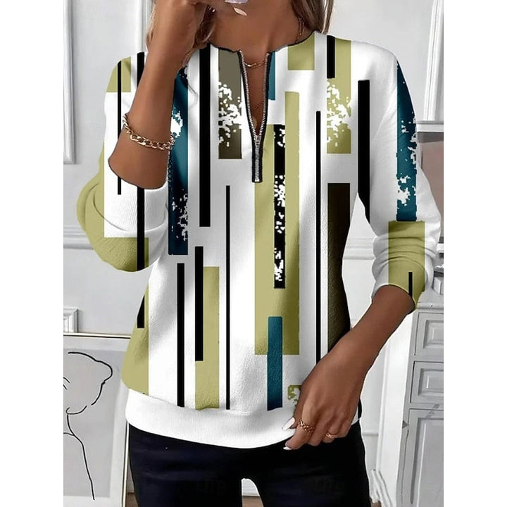 Women’s Half-Zip Sweatshirt Color Block Design 2