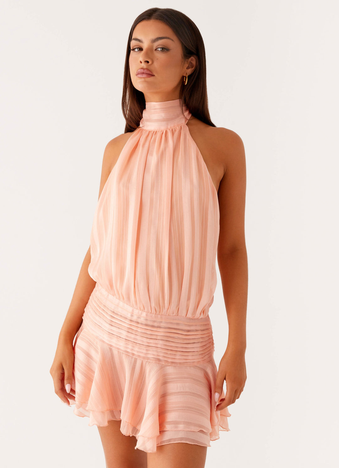 Women’s Halter Neck Mini Dress with Ruffle Details for Cocktail Events 11