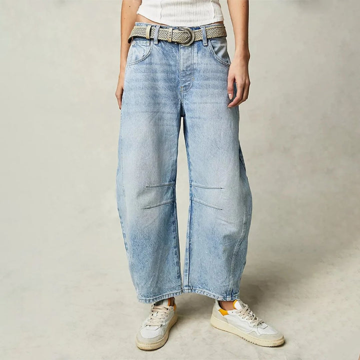 Women’s High-Waist Barrel-Leg Denim Jeans Relaxed Fit 0