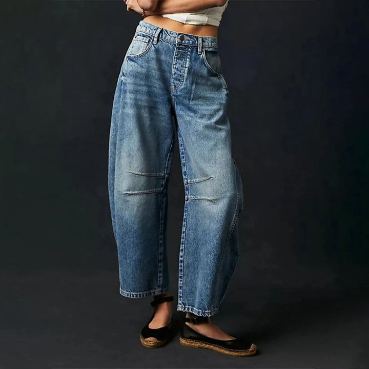 Women’s High-Waist Barrel-Leg Denim Jeans Relaxed Fit 1