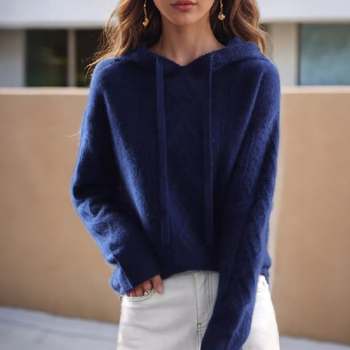 Women’s Hooded Pullover Soft Knit with Cable-Knit Design 2
