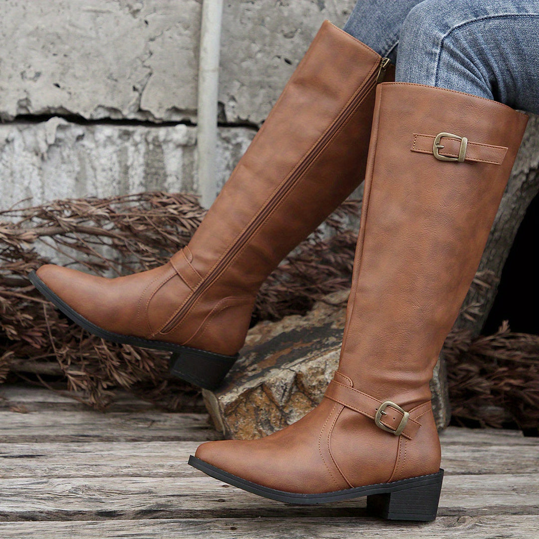 Women’s Knee High Riding Boots Classic Low Heel Design 4