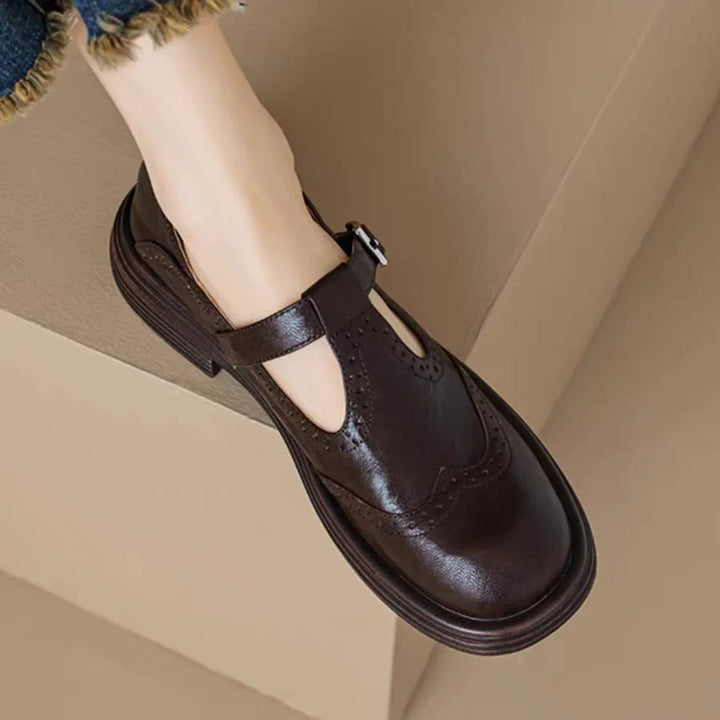 Women’s Leather T-Strap Shoes Elegant Vintage Design 2