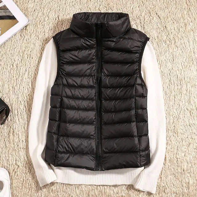 Women’s Lightweight Puffer Vest Zip Front Quilted Design 0