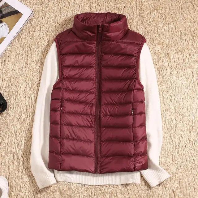Women’s Lightweight Puffer Vest Zip Front Quilted Design 9