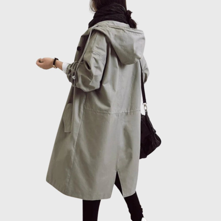 Women’s Long Trench Coat Relaxed Fit with Hooded Design 6