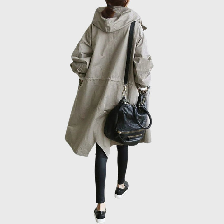 Women’s Long Trench Coat Relaxed Fit with Hooded Design 7