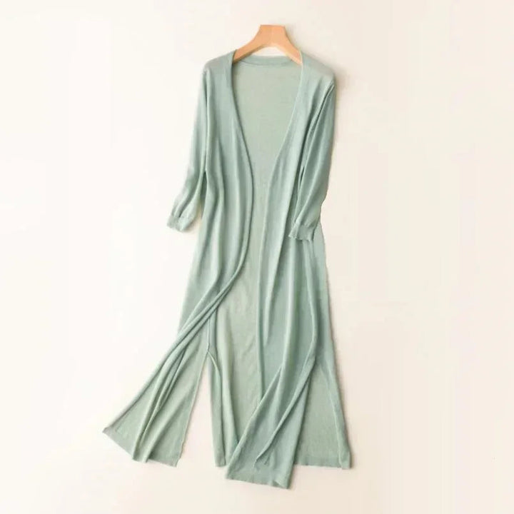 Women’s Long White Cardigan Lightweight Relaxed Fit 1