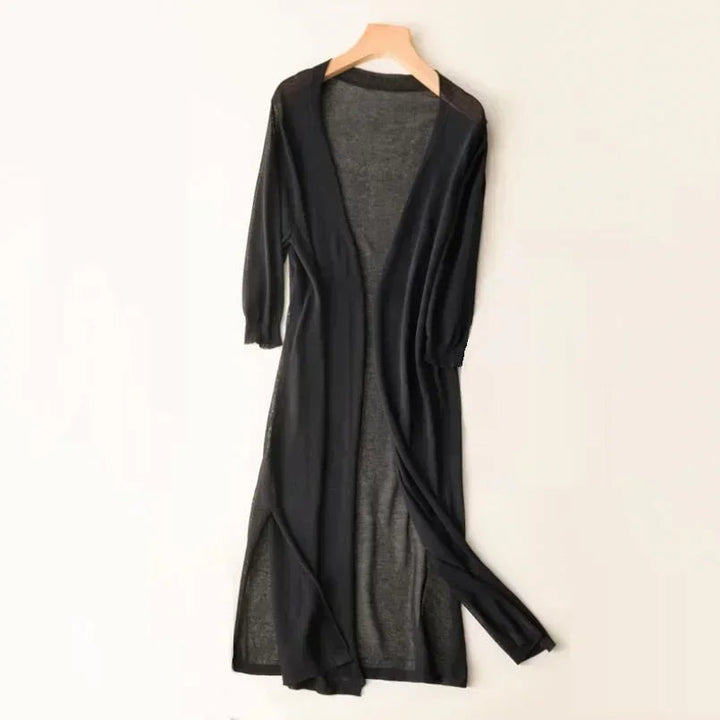 Women’s Long White Cardigan Lightweight Relaxed Fit 2