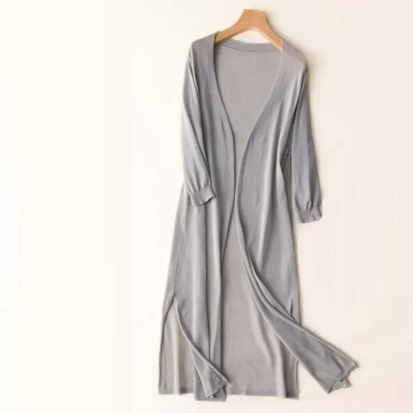 Women’s Long White Cardigan Lightweight Relaxed Fit 4