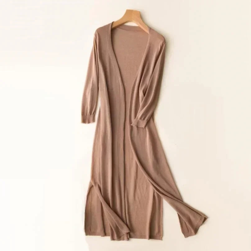 Women’s Long White Cardigan Lightweight Relaxed Fit 6