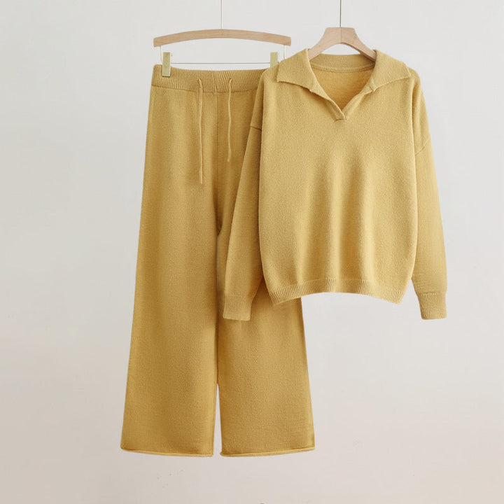 Women’s Loungewear Set Elegant Sweater and Wide-Leg Pants 0