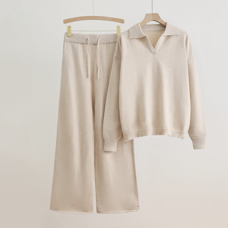 Women’s Loungewear Set Elegant Sweater and Wide-Leg Pants 1