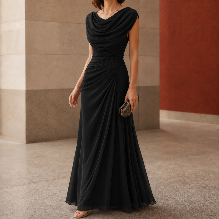 Women’s Maxi Dress with Cowl Neck and Ruched Waist 2