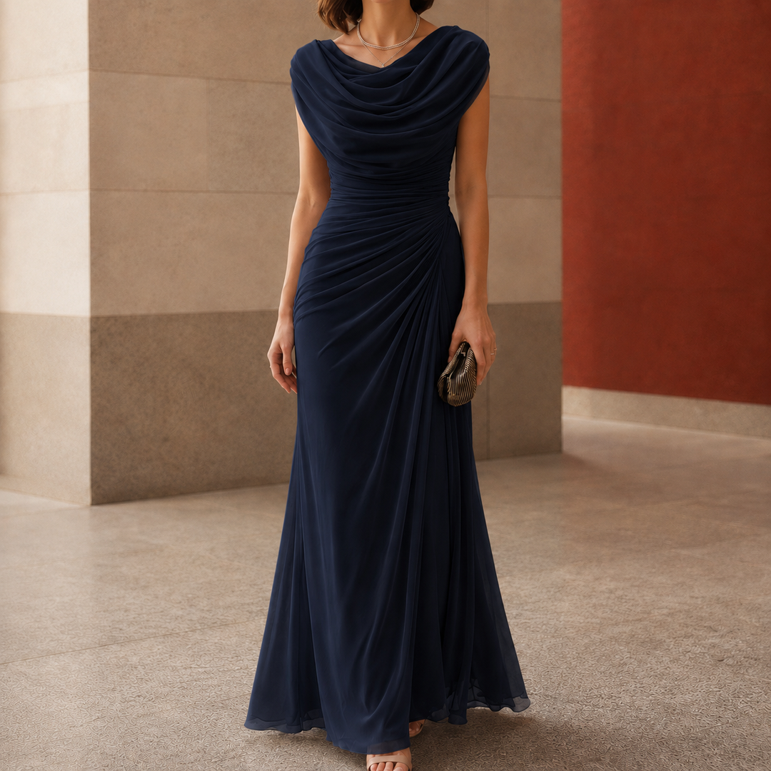 Women’s Maxi Dress with Cowl Neck and Ruched Waist 3
