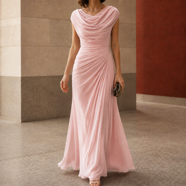 Women’s Maxi Dress with Cowl Neck and Ruched Waist 5