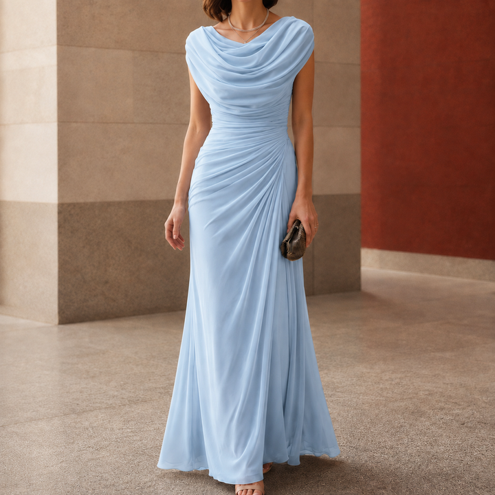 Women’s Maxi Dress with Cowl Neck and Ruched Waist 6