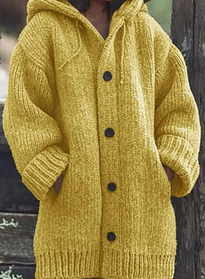 Women’s Oversized Chunky Knit Cardigan with Hood and Pockets 0