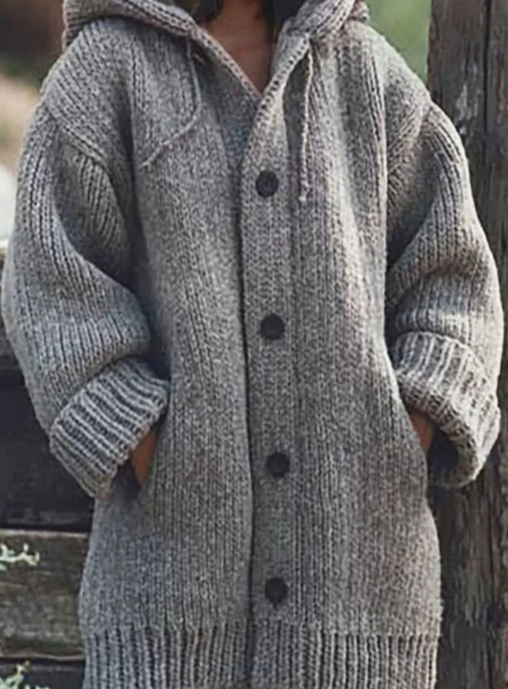 Women’s Oversized Chunky Knit Cardigan with Hood and Pockets 1