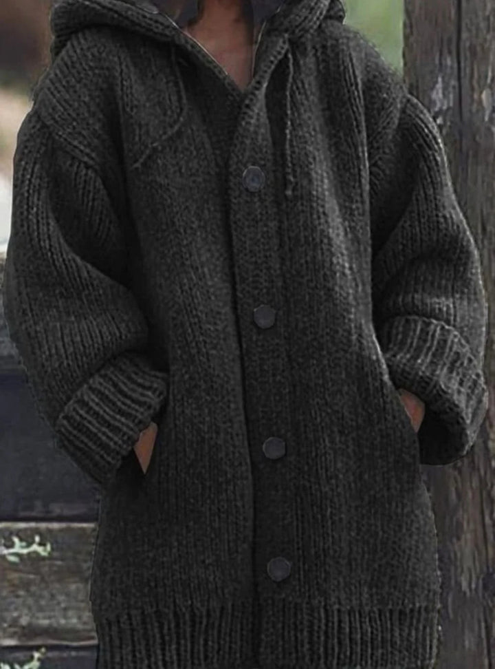 Women’s Oversized Chunky Knit Cardigan with Hood and Pockets 2