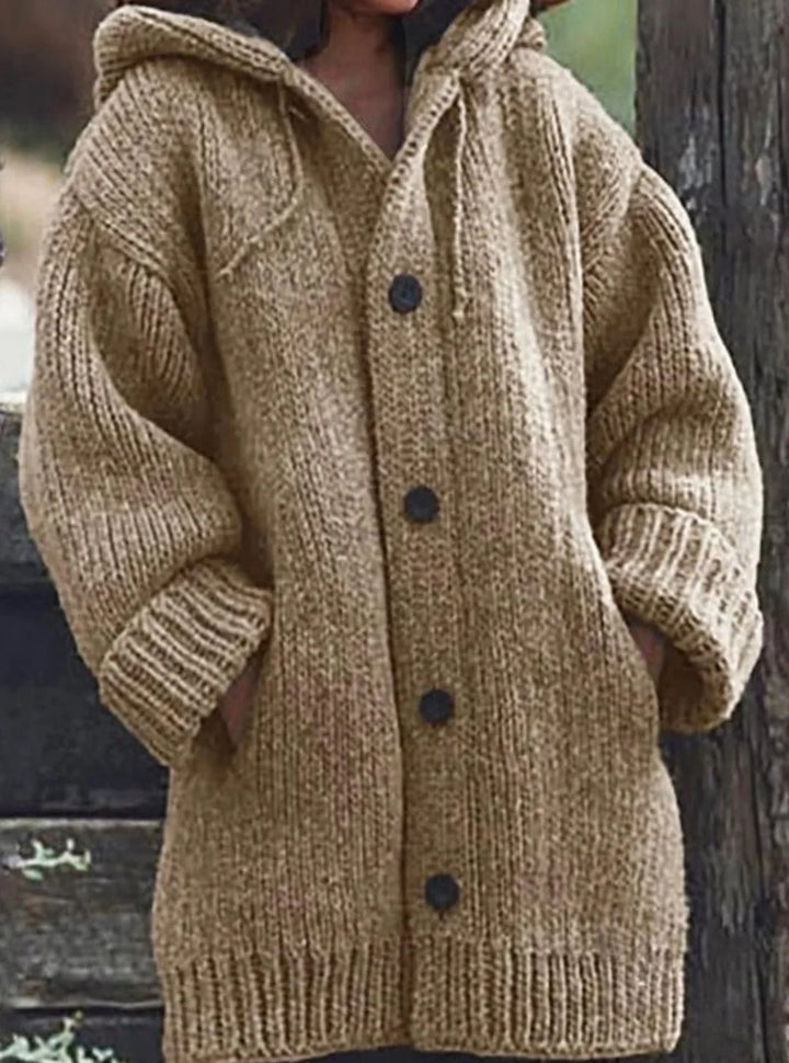 Women’s Oversized Chunky Knit Cardigan with Hood and Pockets 3