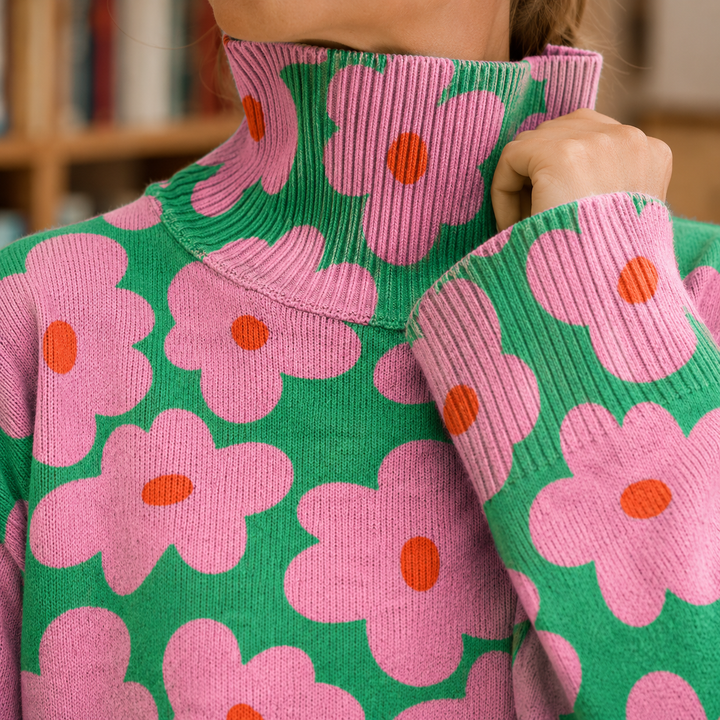 Women’s Oversized Floral Sweater Relaxed Fit Design 1