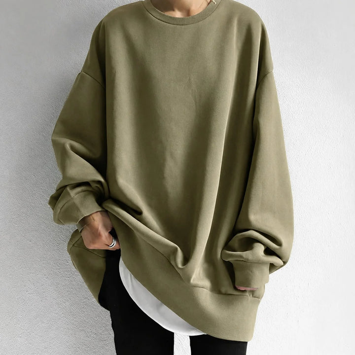 Women’s Oversized Sweater Drop-Shoulder Crewneck for Effortless Style 1