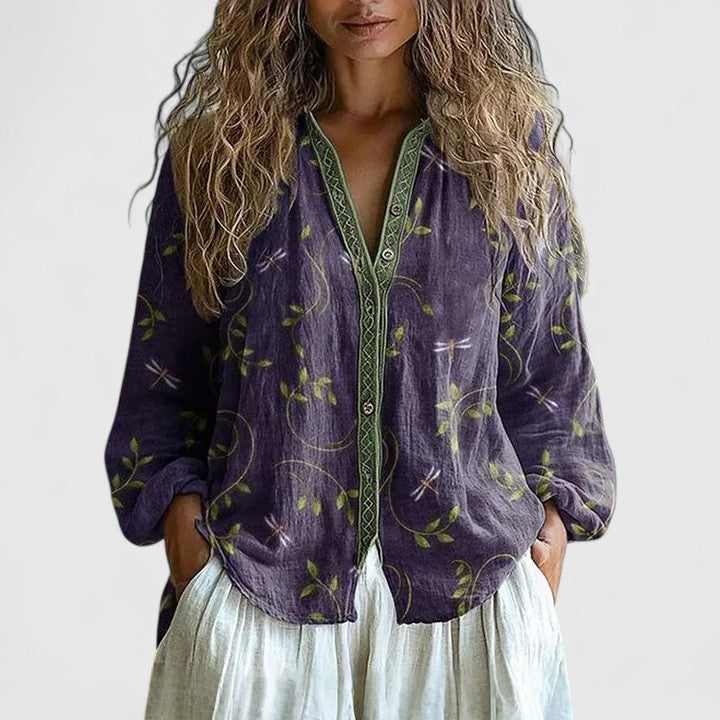 Women’s Printed Blouse Lightweight Long Sleeve Top 0