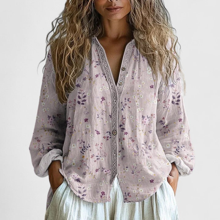 Women’s Printed Blouse Lightweight Long Sleeve Top 1
