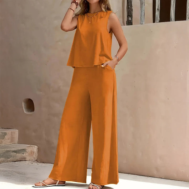Women’s Relaxed 2-Piece Set Bold Color Summer Style 1