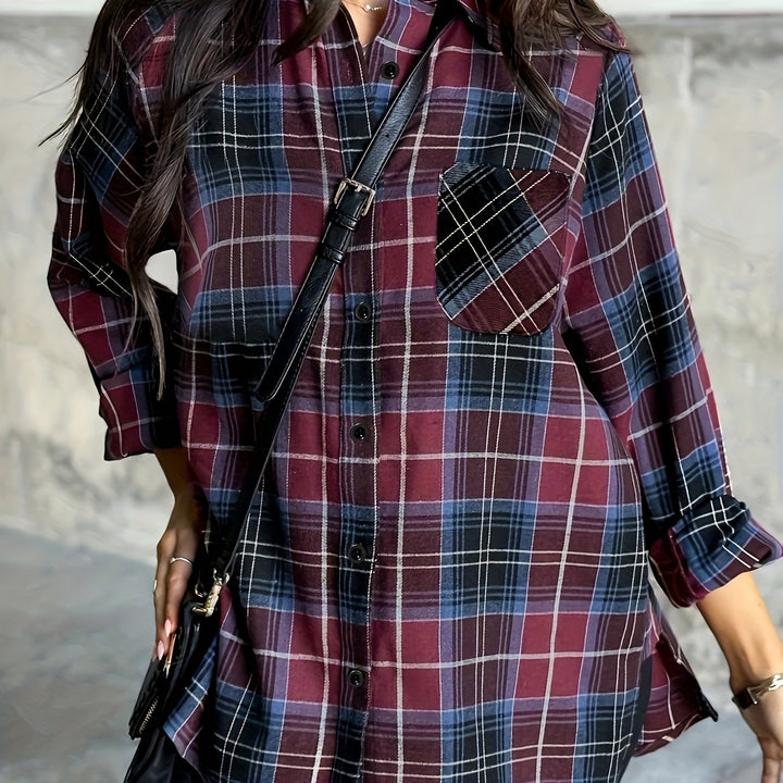 Women’s Relaxed Checked Shirt Classic Everyday Layering Style 3