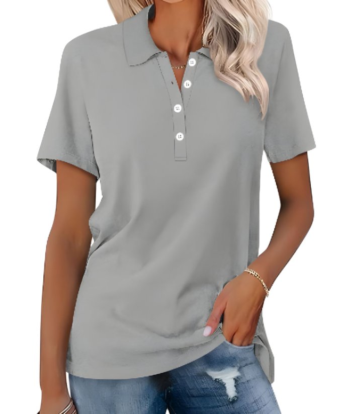Women’s Relaxed Fit Polo Shirt Breathable Pique Cotton 1