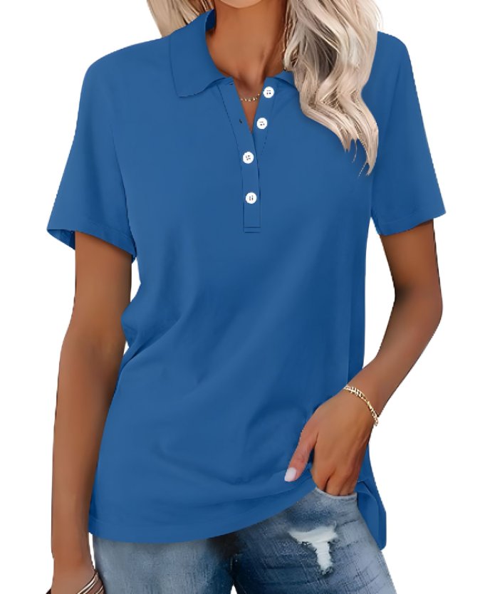 Women’s Relaxed Fit Polo Shirt Breathable Pique Cotton 3