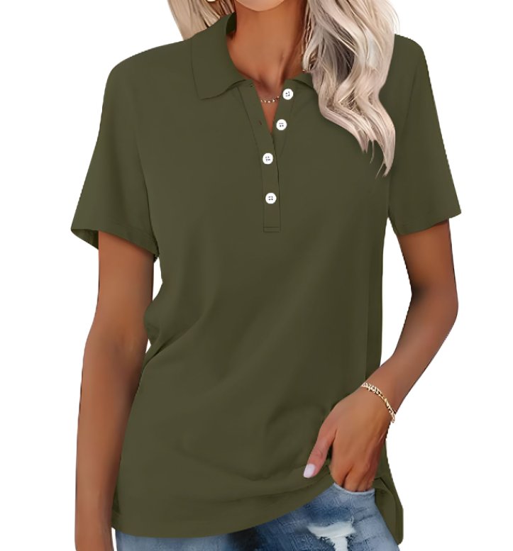 Women’s Relaxed Fit Polo Shirt Breathable Pique Cotton 7