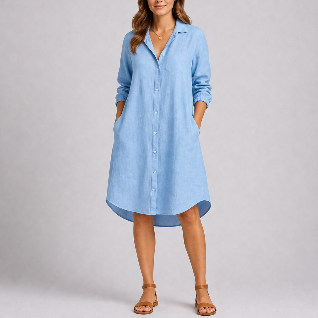 Women’s Relaxed Fit Summer Shirt Dress Button Front Lightweight Style 2