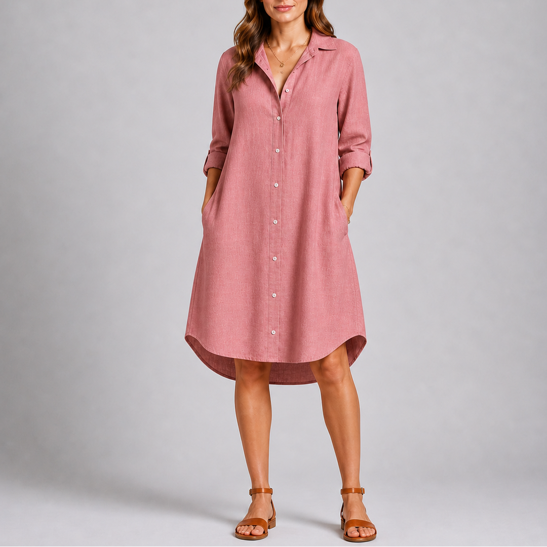 Women’s Relaxed Fit Summer Shirt Dress Button Front Lightweight Style 4